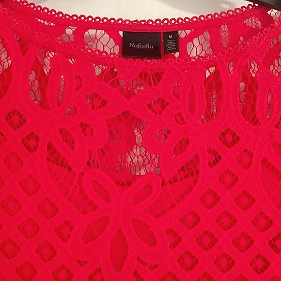 NWOT Rafaella Red Lace Top w/Solid Inside Cami (M) - Picture 3 of 8
